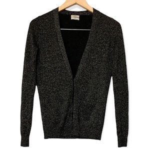 Wallace for Madewell Wool Blend Metallic Multicolor Shimmer Black Cardigan
